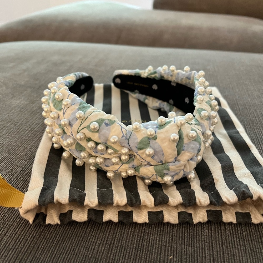Lele Sadoughi Azure Floral pearl headband